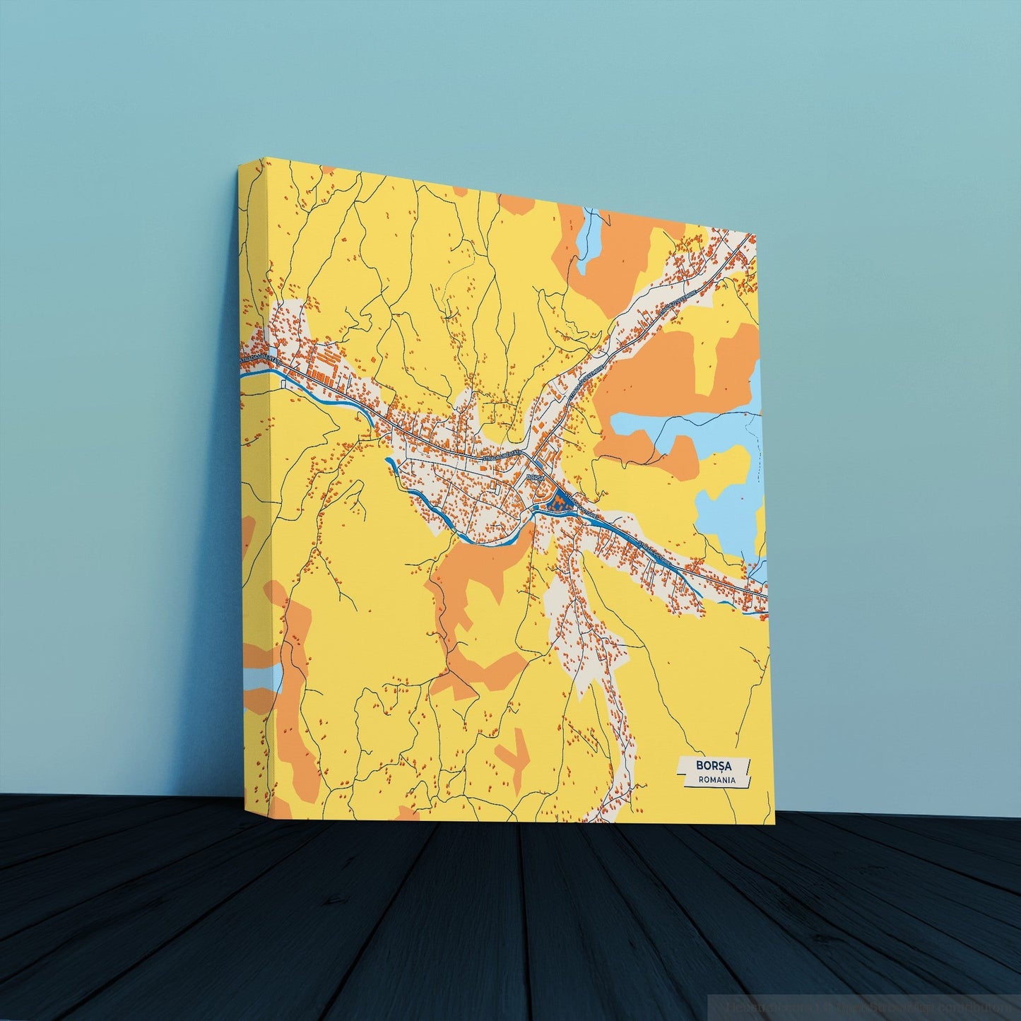 Borșa Romania Colorful City Map Canvas Print