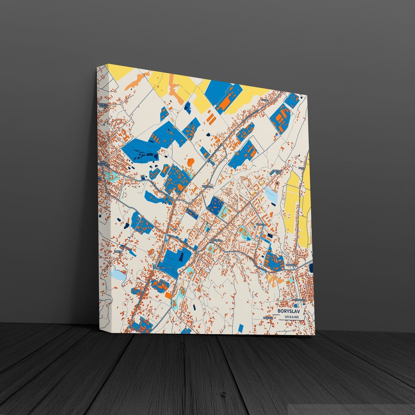Борислав Ukraine Colorful City Map Canvas Print