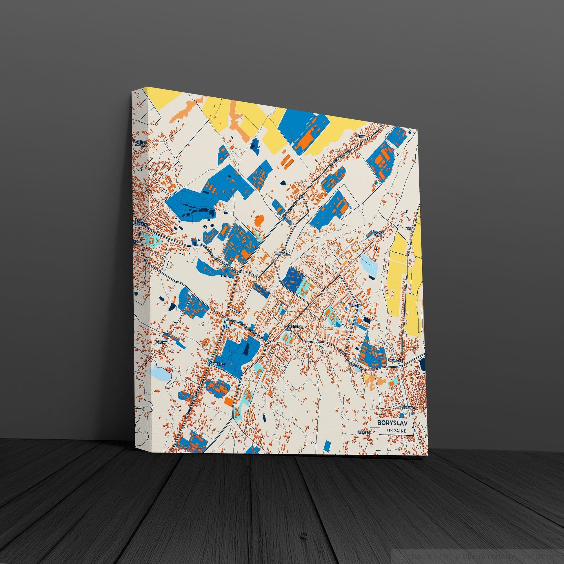Борислав Ukraine Colorful City Map Canvas Print