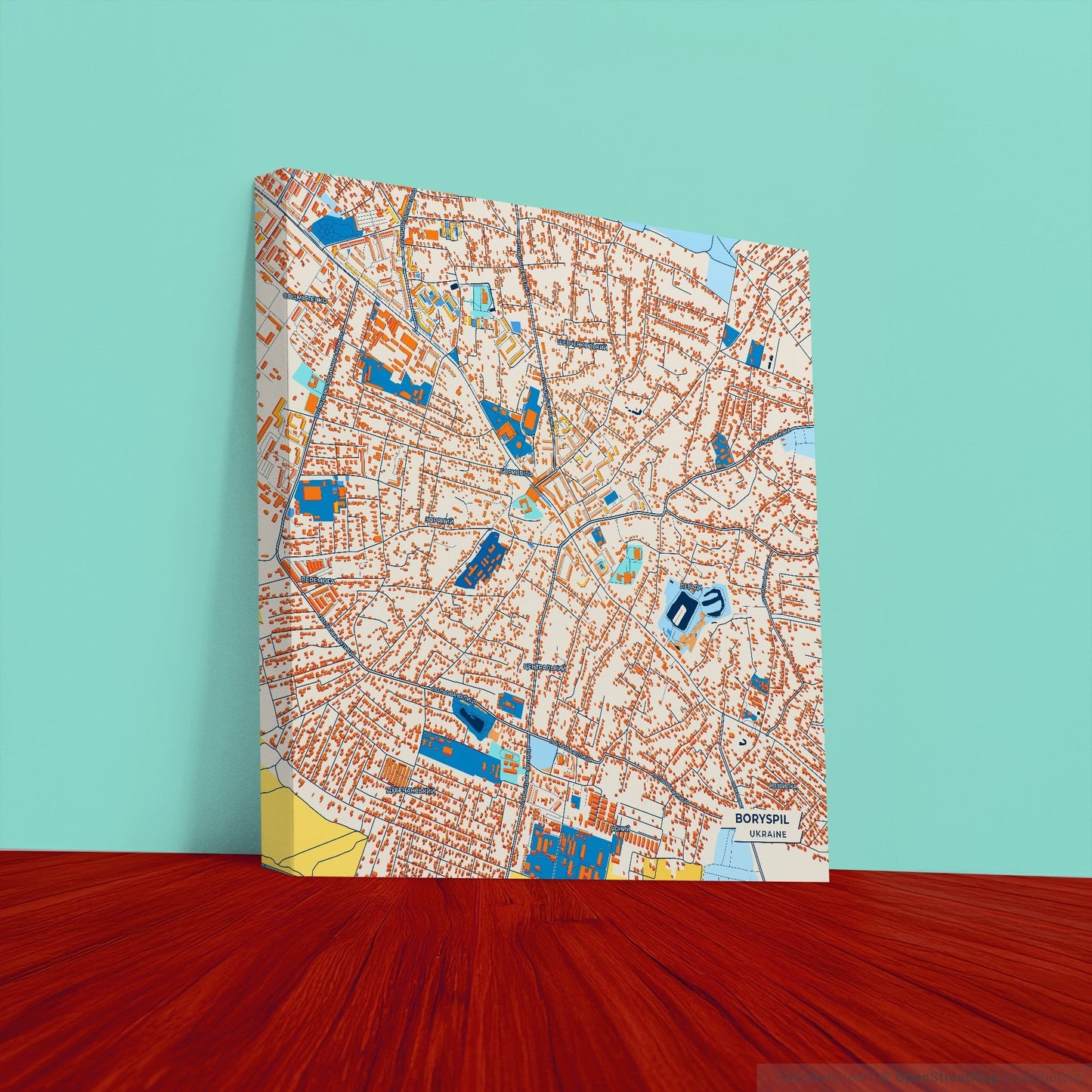 Бориспіл Ukraine Colorful City Map Canvas Print