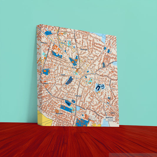 Бориспіл Ukraine Colorful City Map Canvas Print