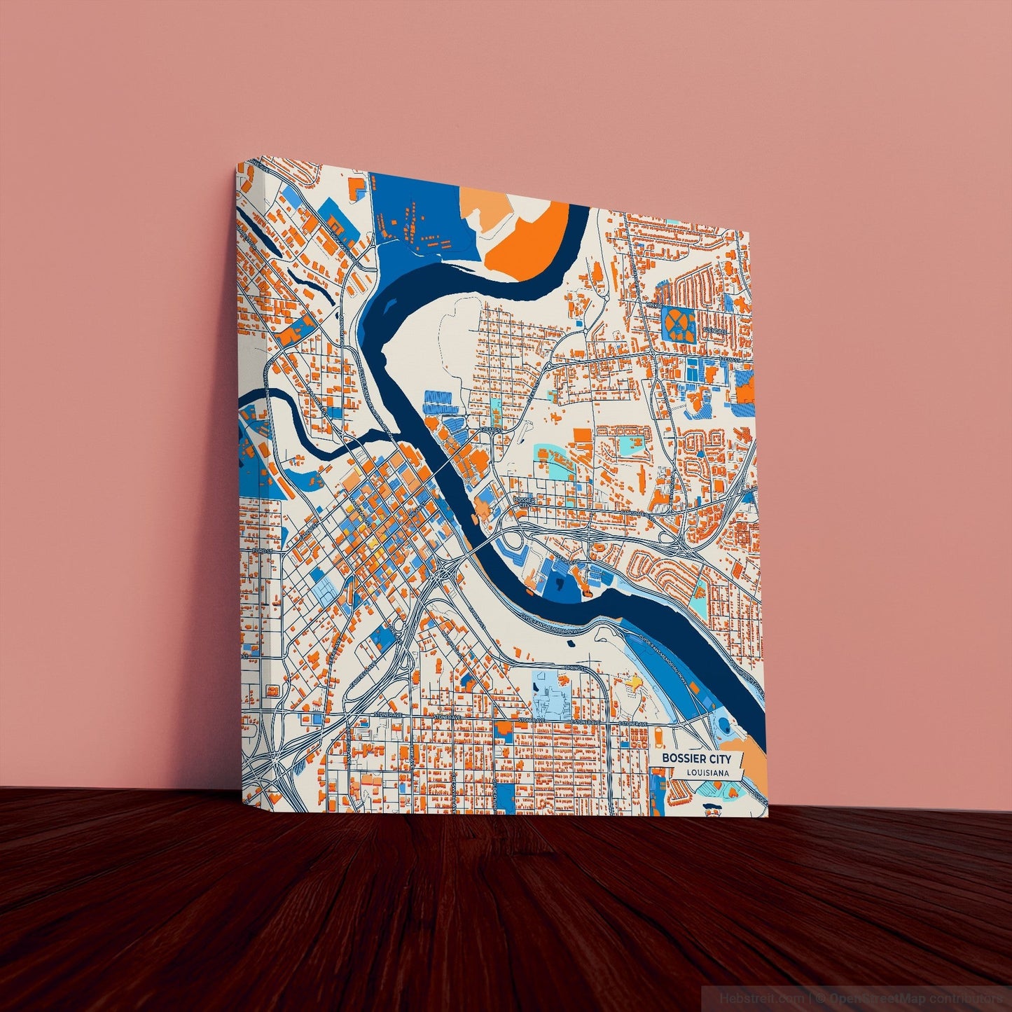 Bossier City Louisiana Colorful City Map Canvas Print
