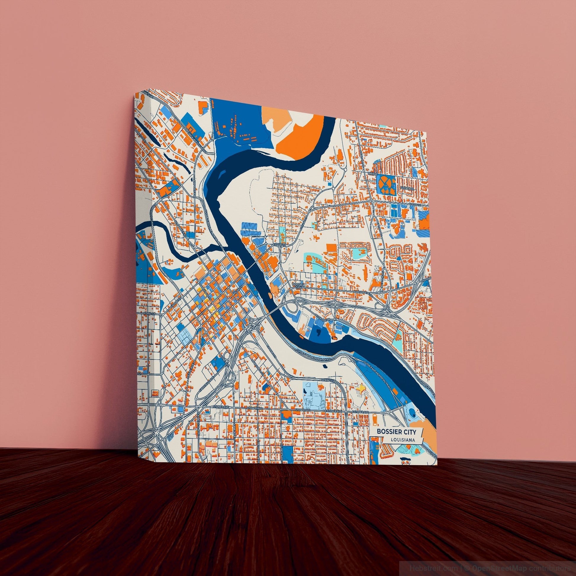 Bossier City Louisiana Colorful City Map Canvas Print