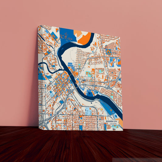 Bossier City Louisiana Colorful City Map Canvas Print