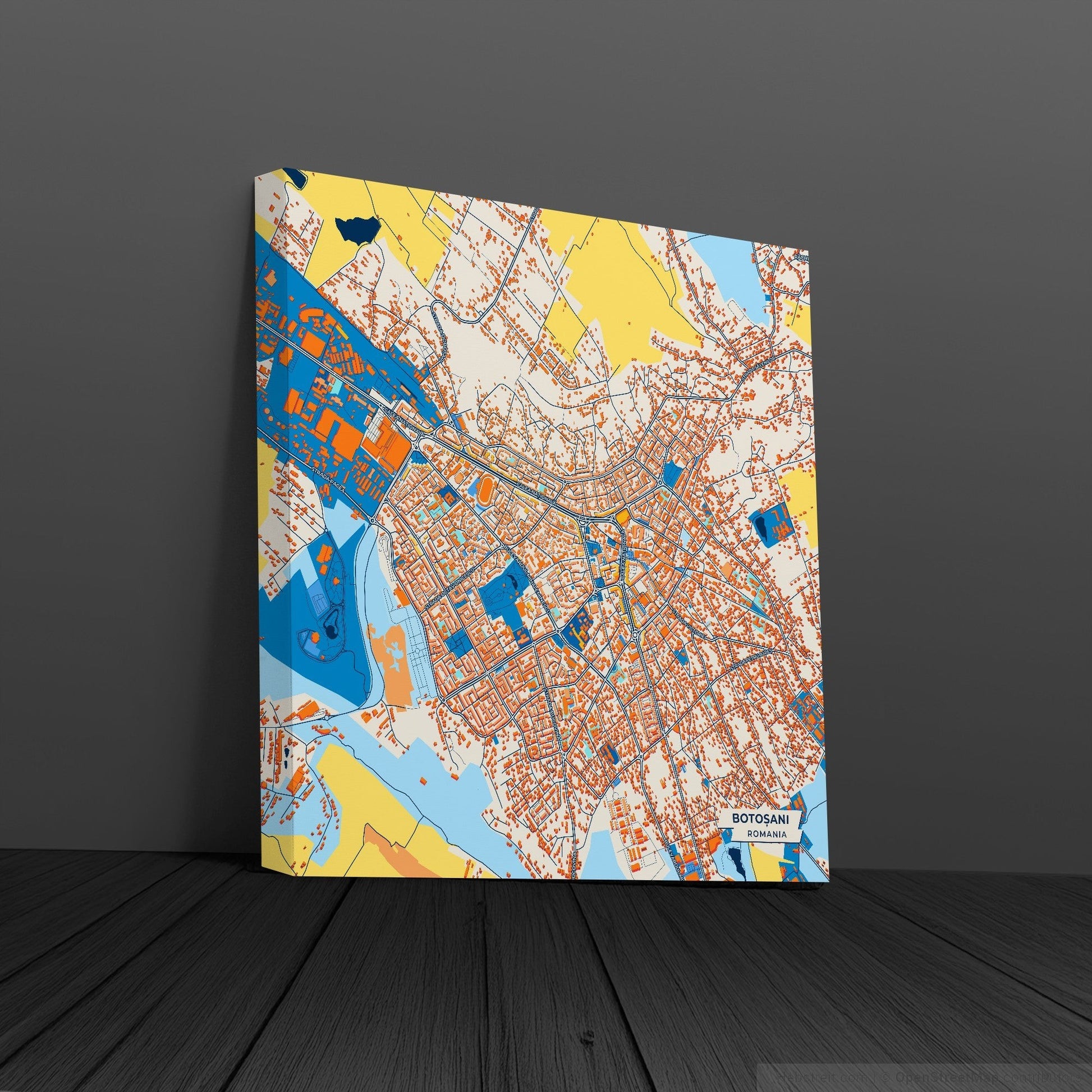 Botoșani Romania Colorful City Map Canvas Print