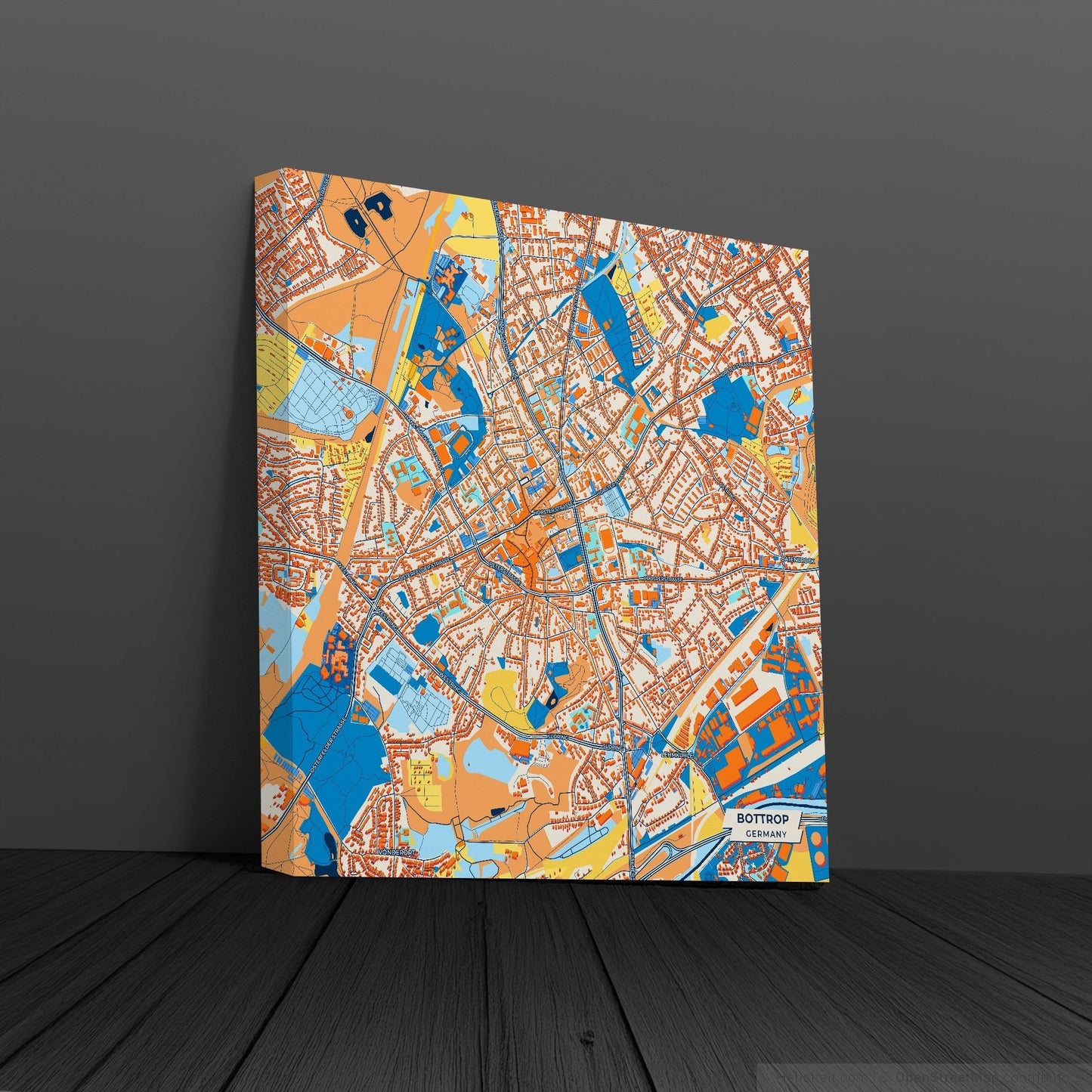 Bottrop Germany Colorful City Map Canvas Print