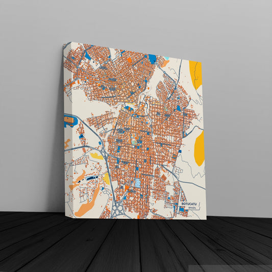 Botucatu Brazil Colorful City Map Canvas Print