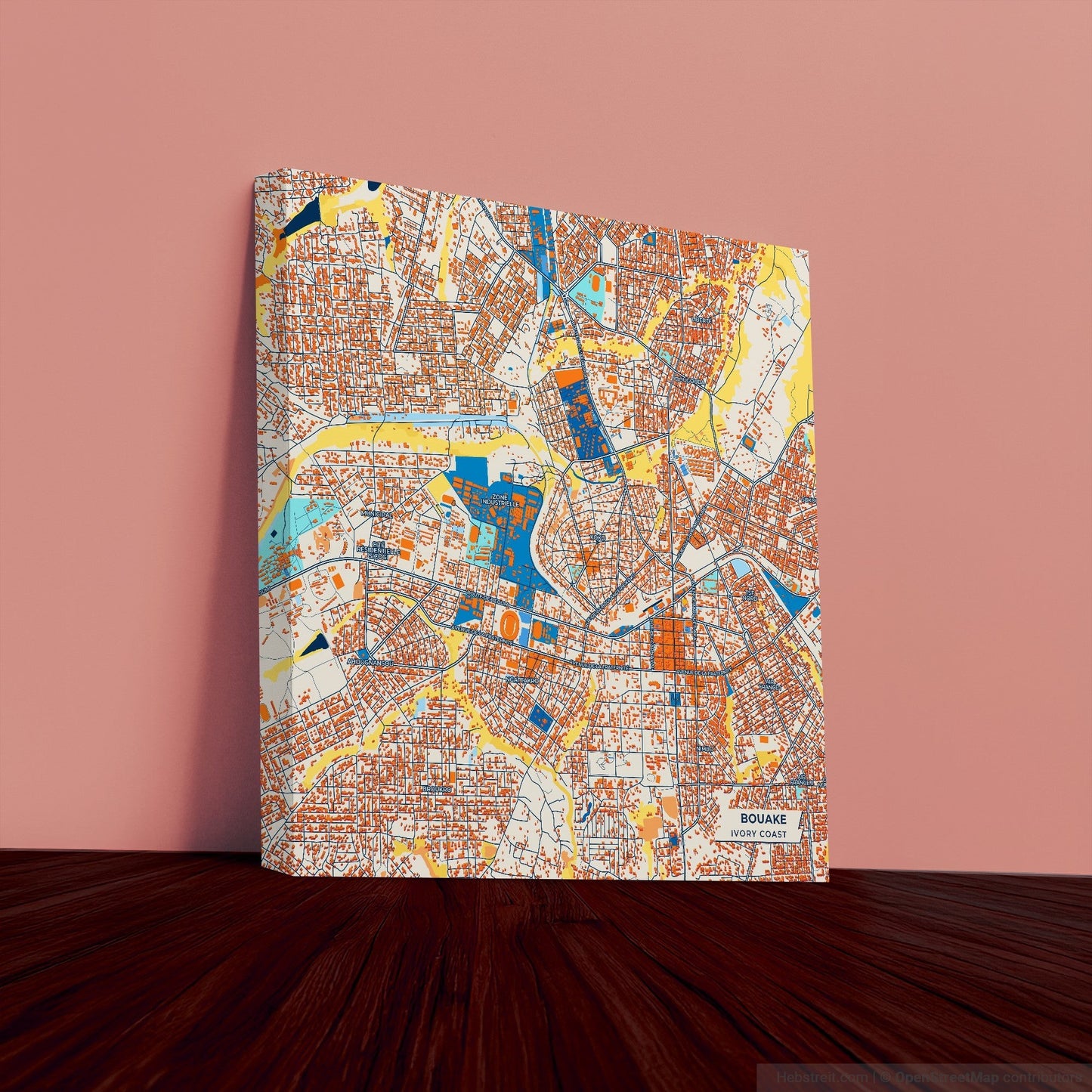 Bouake Ivory Coast Colorful City Map Canvas Print