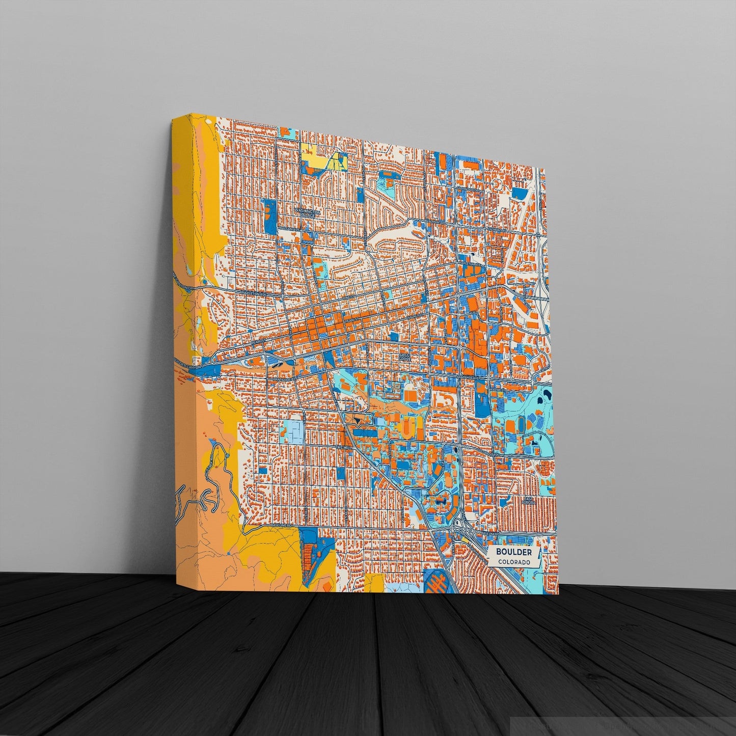Boulder Colorado Colorful City Map Canvas Print