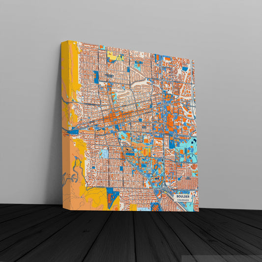 Boulder Colorado Colorful City Map Canvas Print