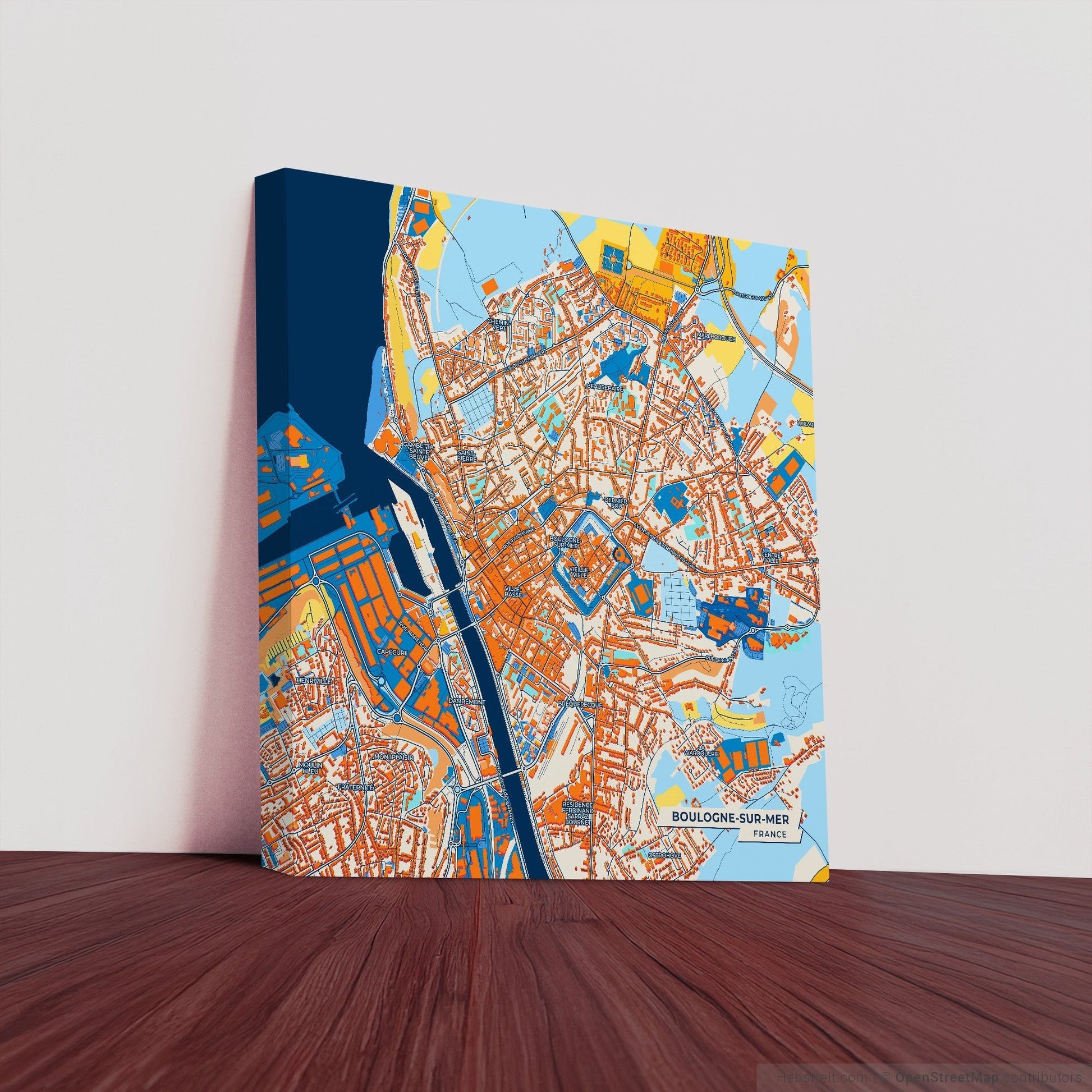 Boulogne-Sur-Mer France Colorful City Map Canvas Print