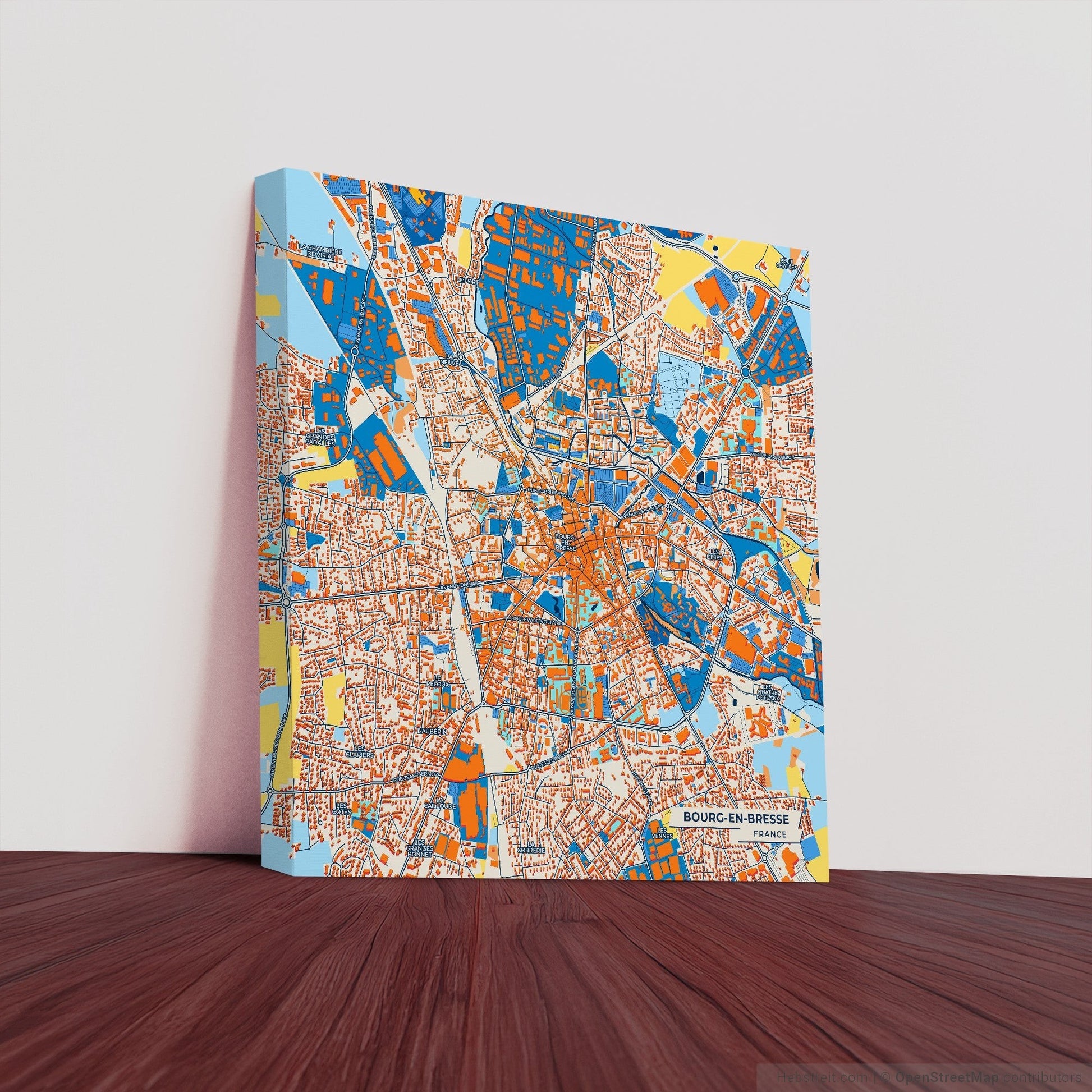Bourg-En-Bresse France Colorful City Map Canvas Print