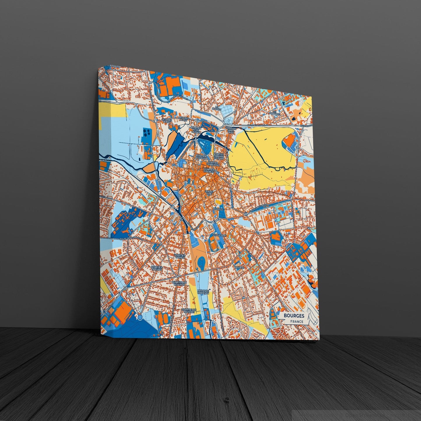 Bourges France Colorful City Map Canvas Print