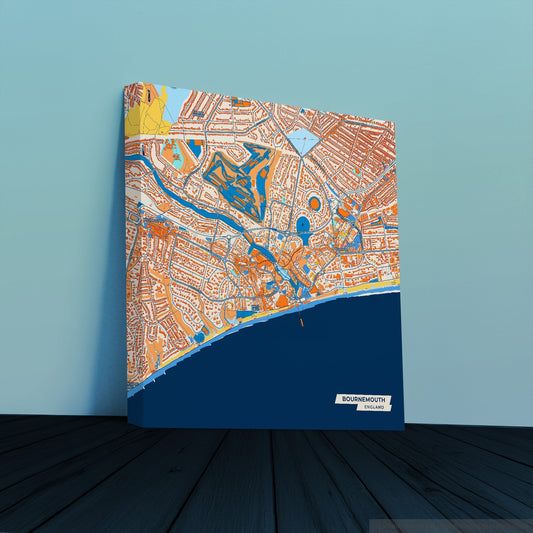 Bournemouth England Colorful City Map Canvas Print
