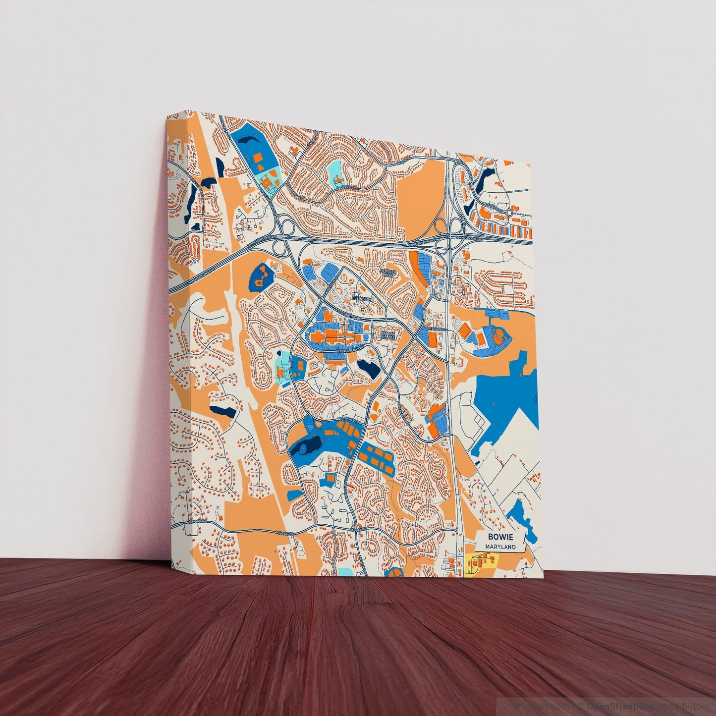 Bowie Maryland Colorful City Map Canvas Print