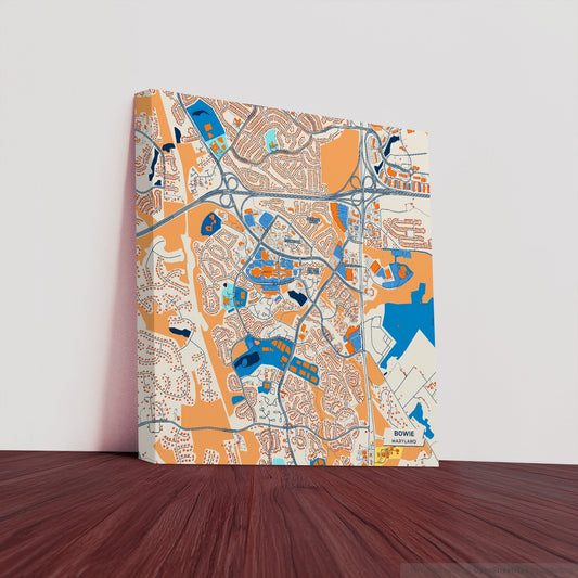 Bowie Maryland Colorful City Map Canvas Print
