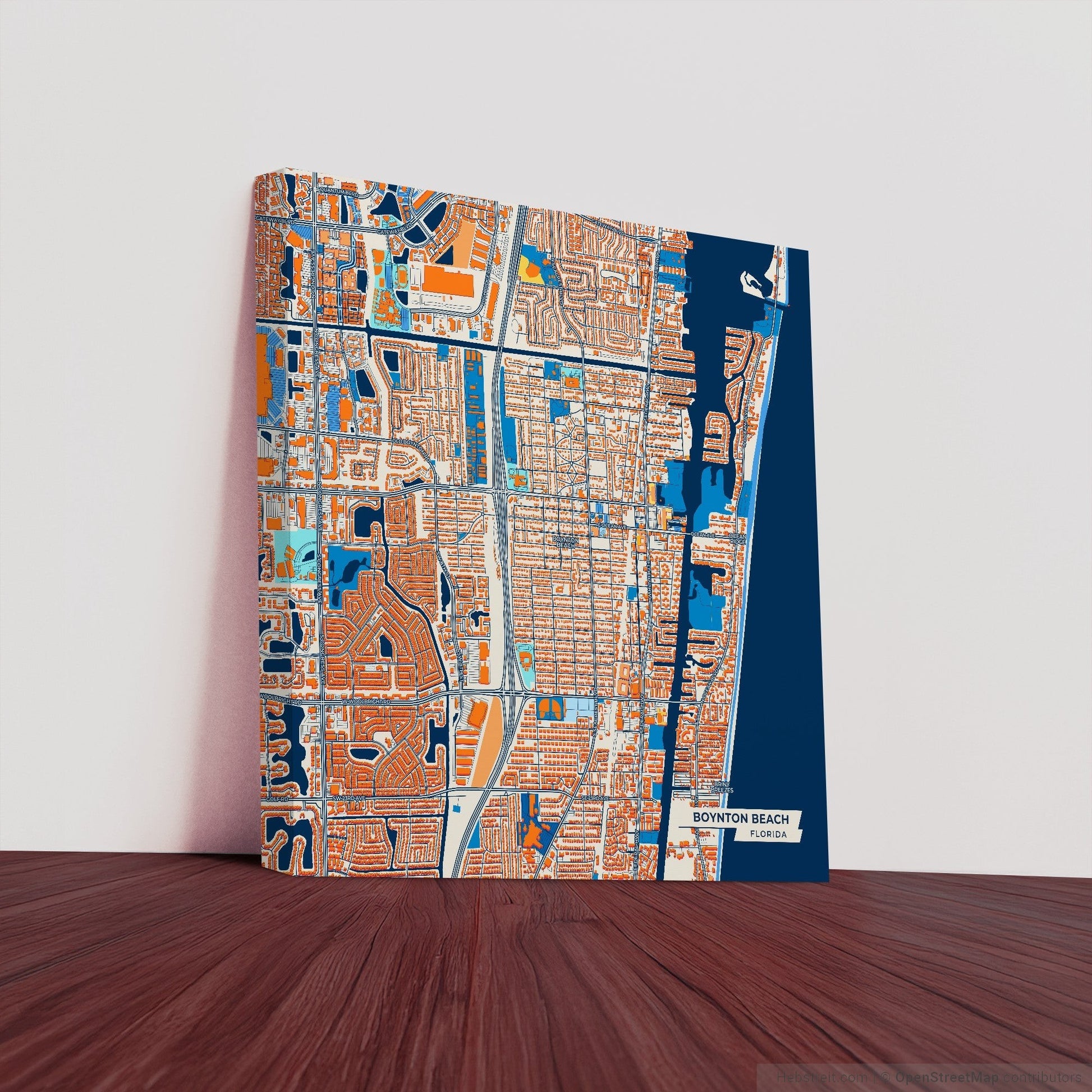 Boynton Beach Florida Colorful City Map Canvas Print