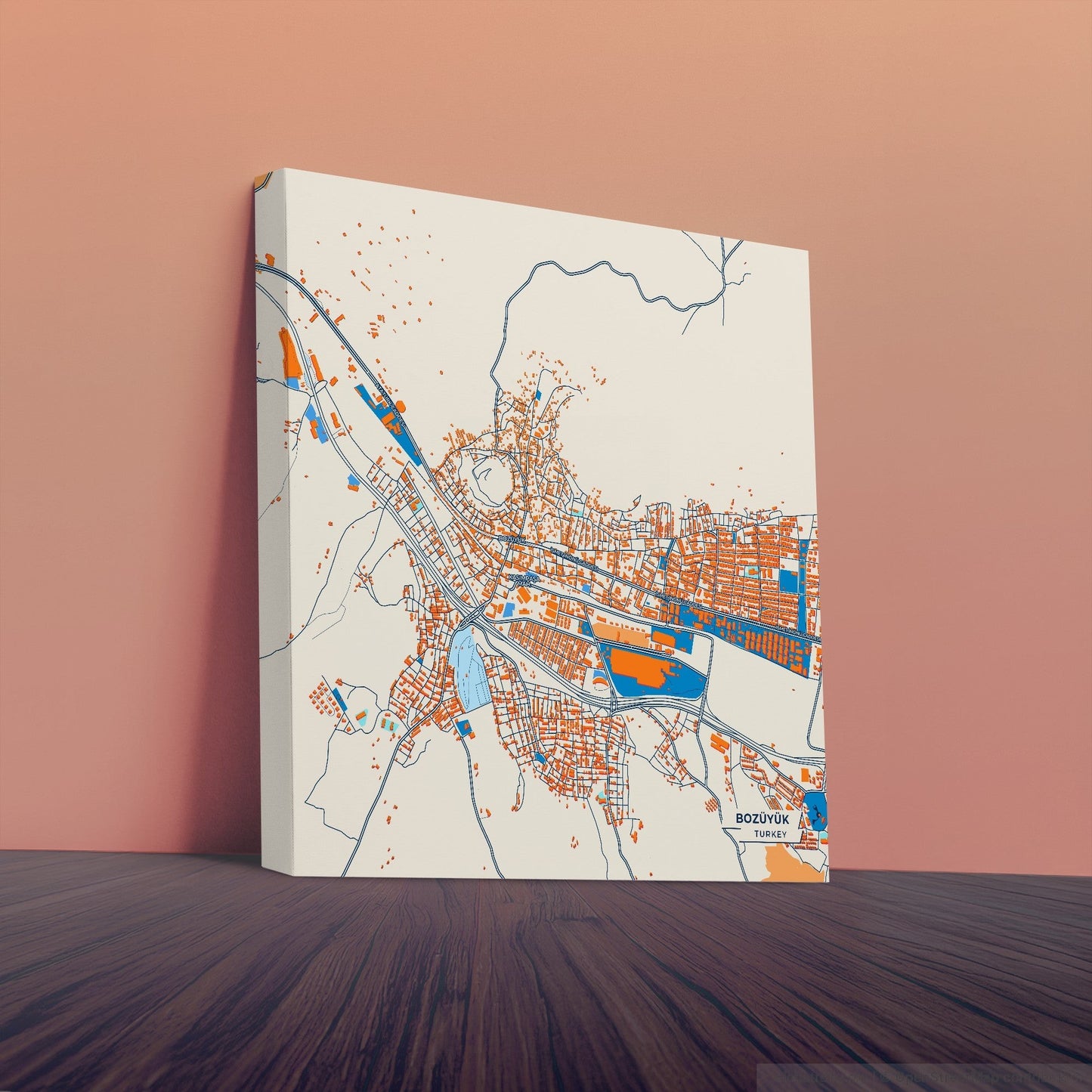 Bozüyük Turkey Colorful City Map Canvas Print