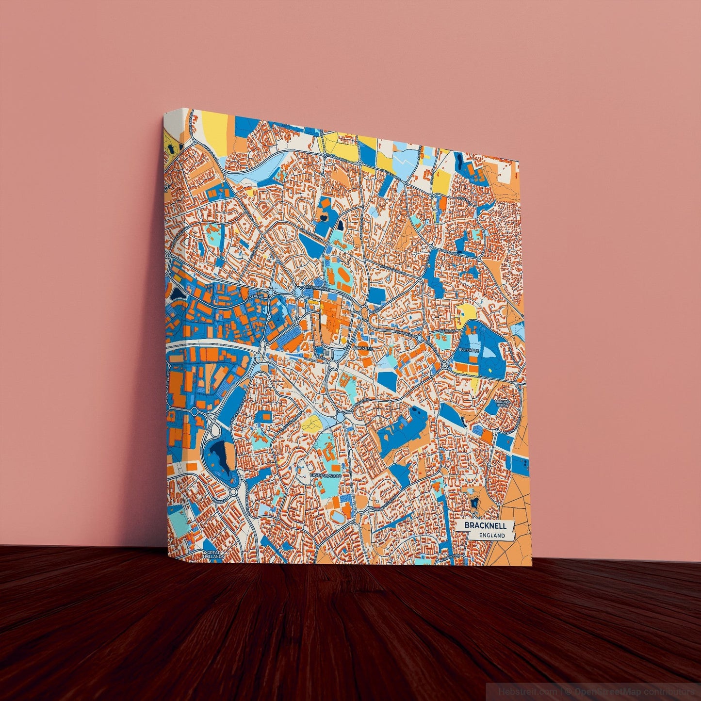 Bracknell England Colorful City Map Canvas Print