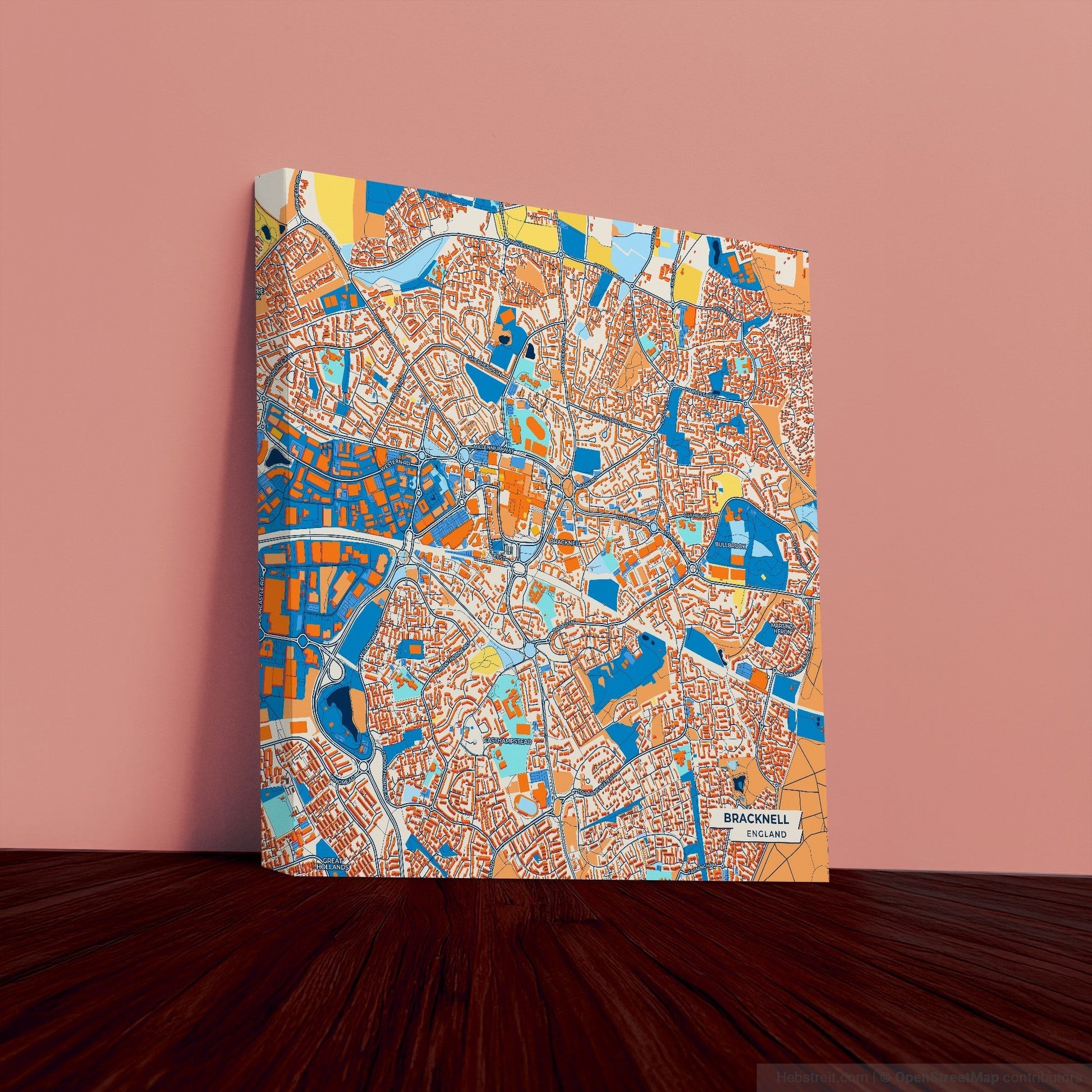 Bracknell England Colorful City Map Canvas Print