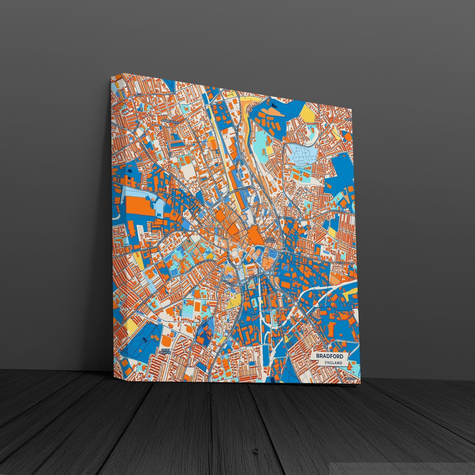 Bradford England Colorful City Map Canvas Print