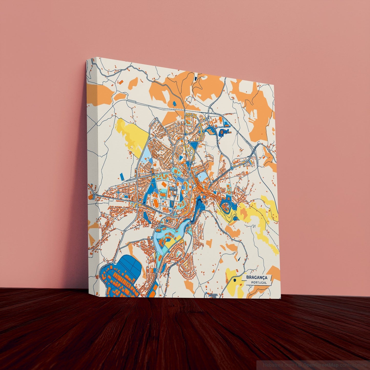 Bragança Portugal Colorful City Map Canvas Print