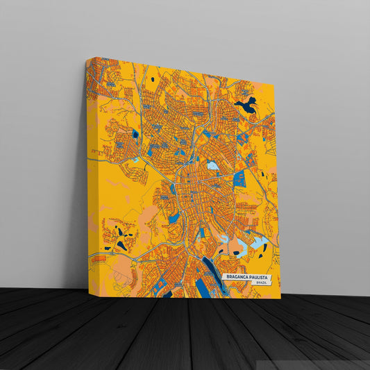 Braganca Paulista Brazil Colorful City Map Canvas Print