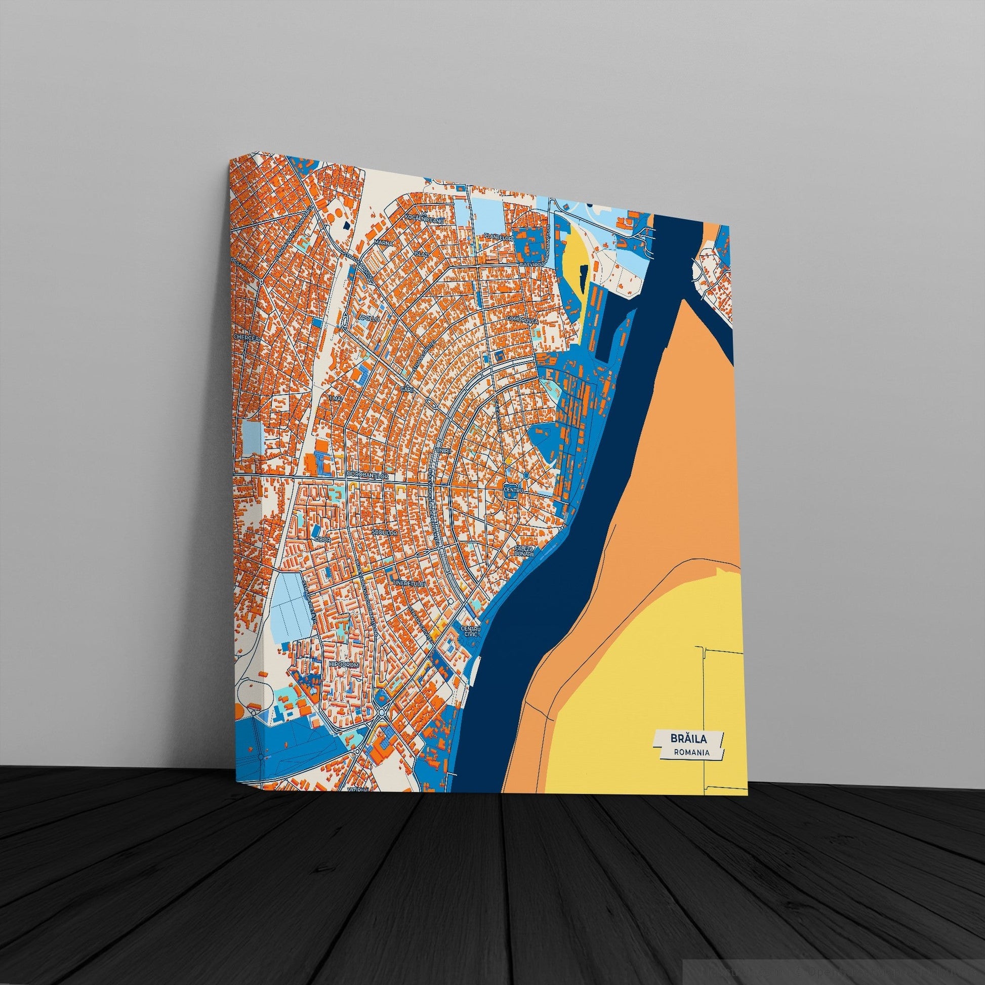 Brăila Romania Colorful City Map Canvas Print