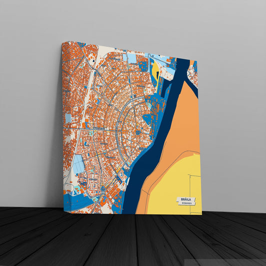 Brăila Romania Colorful City Map Canvas Print