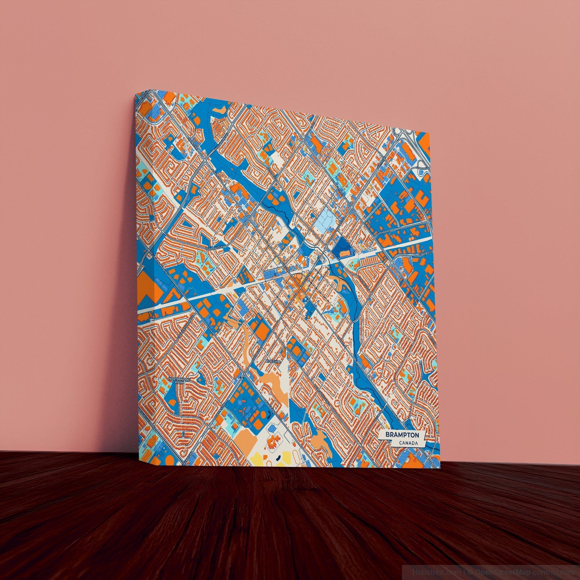 Brampton Canada Colorful City Map Canvas Print
