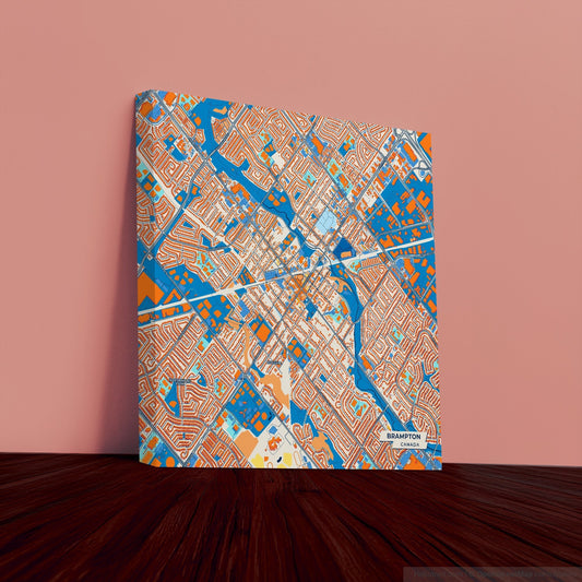 Brampton Canada Colorful City Map Canvas Print