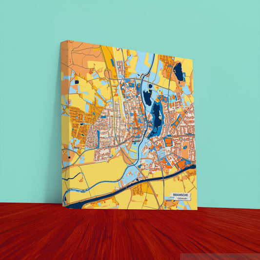 Bramsche Germany Colorful City Map Canvas Print