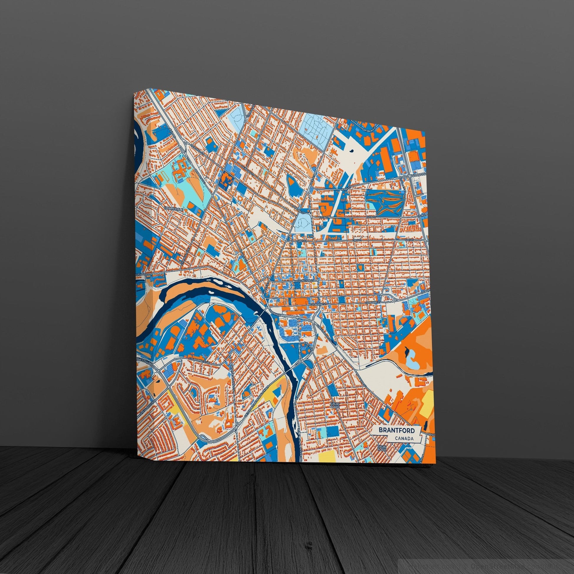 Brantford Canada Colorful City Map Canvas Print