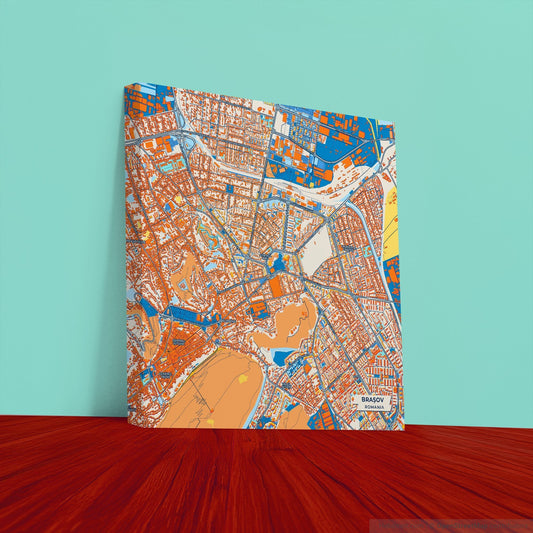 Brașov Romania Colorful City Map Canvas Print