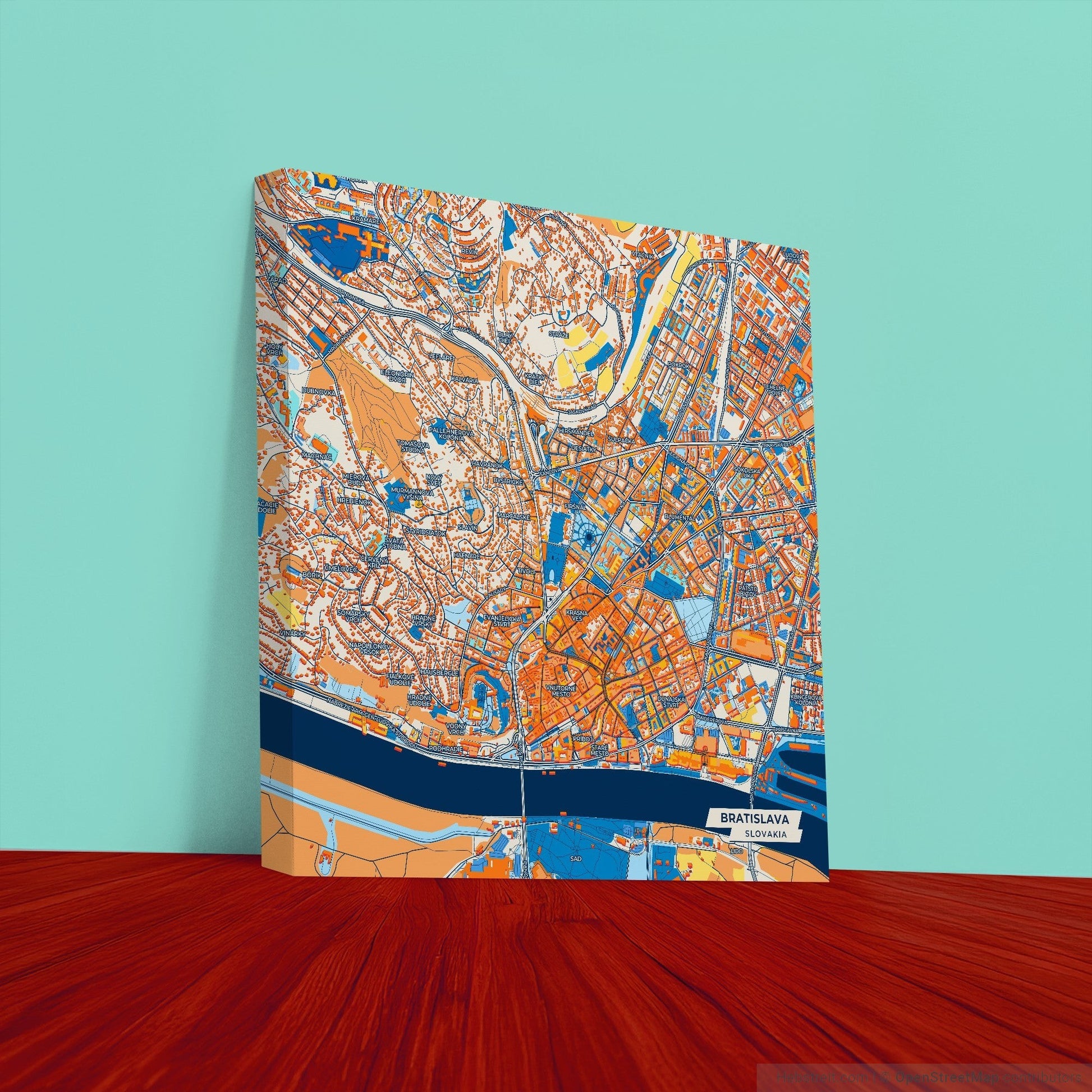Bratislava Slovakia Colorful City Map Canvas Print