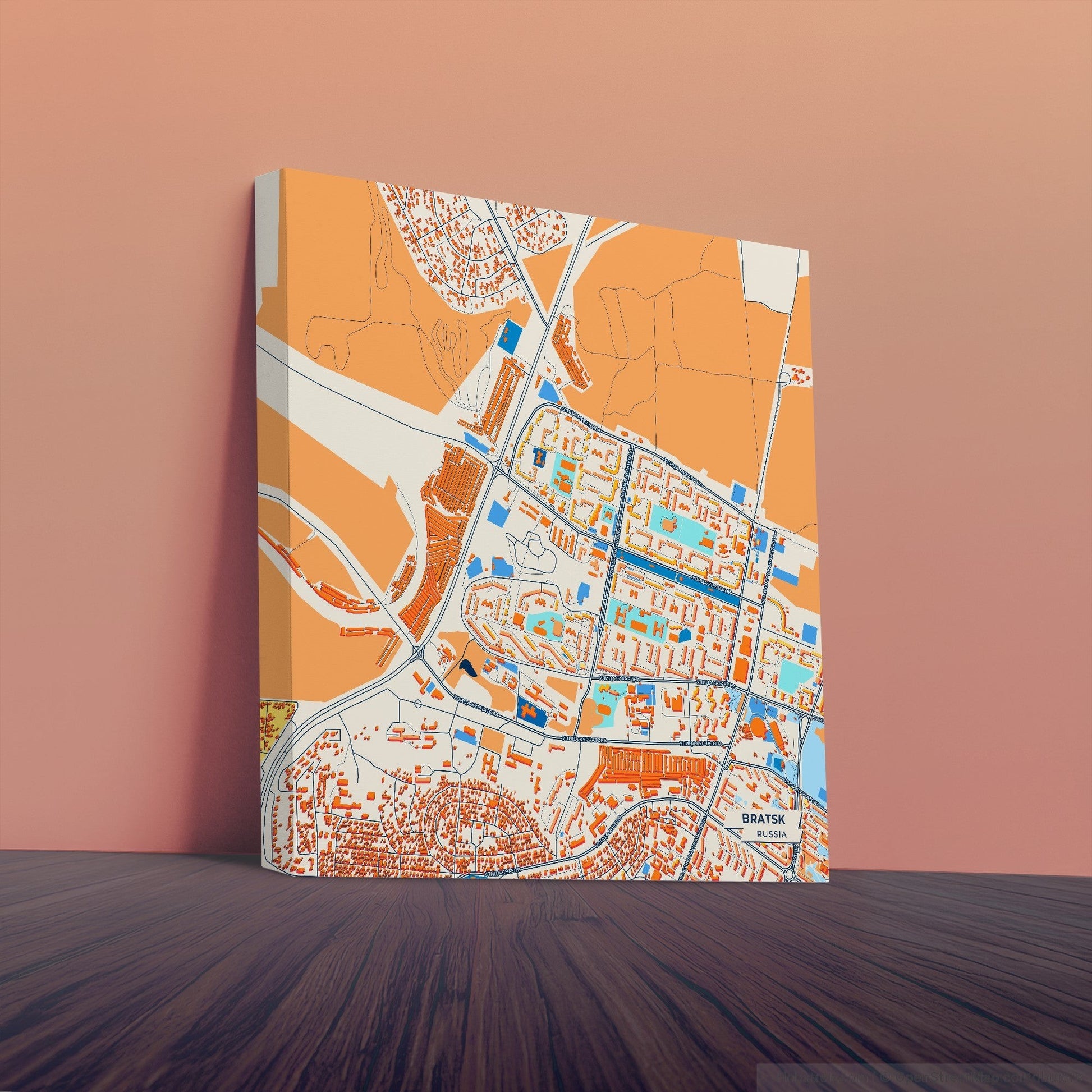 Братск Russia Colorful City Map Canvas Print
