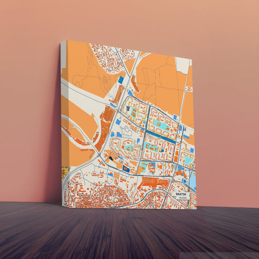 Братск Russia Colorful City Map Canvas Print