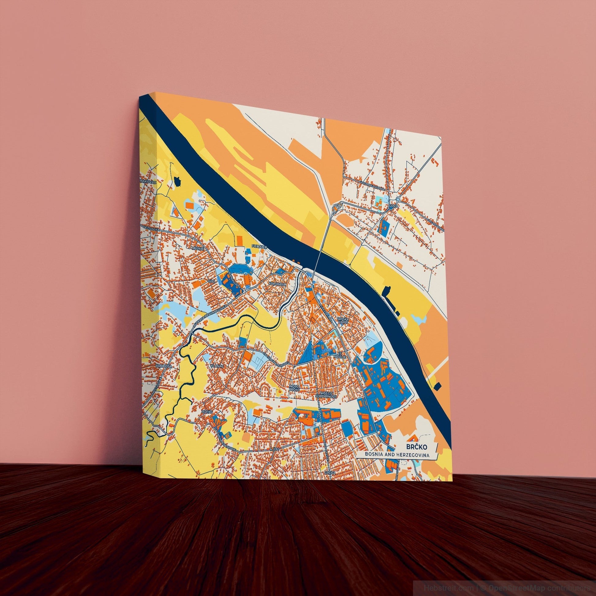 Brčko Bosnia And Herzegovina Colorful City Map Canvas Print