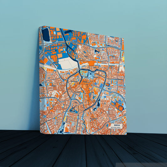 Breda Netherlands Colorful City Map Canvas Print