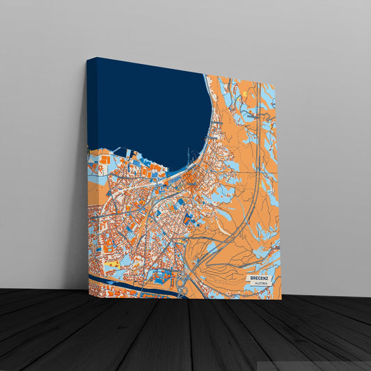 Bregenz Austria Colorful City Map Canvas Print
