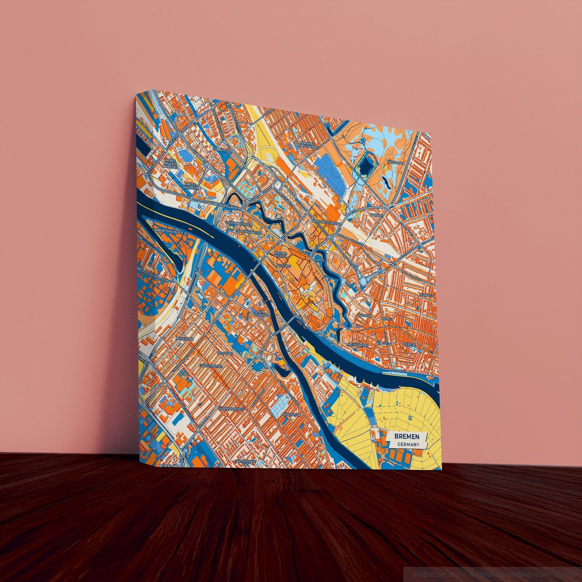 Bremen Germany Colorful City Map Canvas Print