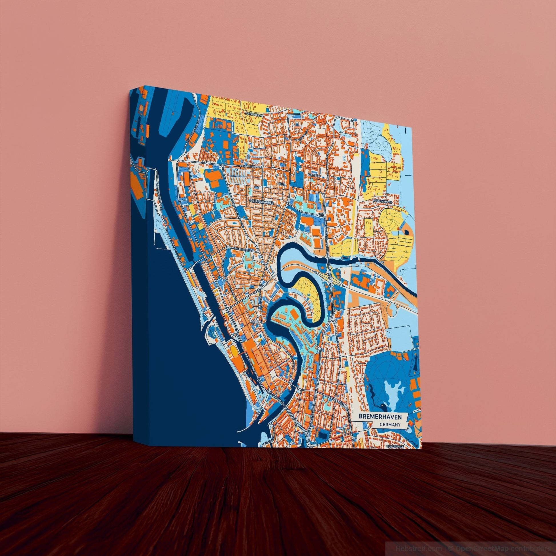 Bremerhaven Germany Colorful City Map Canvas Print