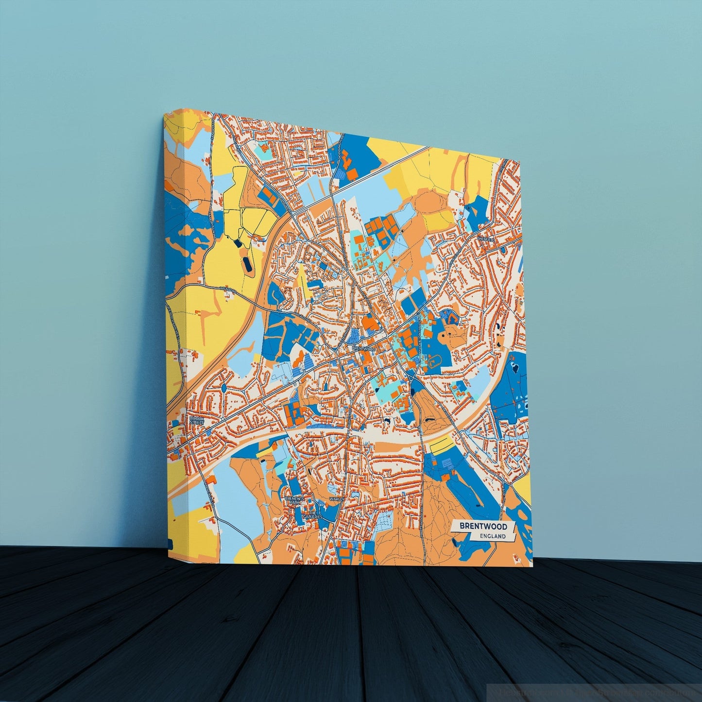 Brentwood England Colorful City Map Canvas Print