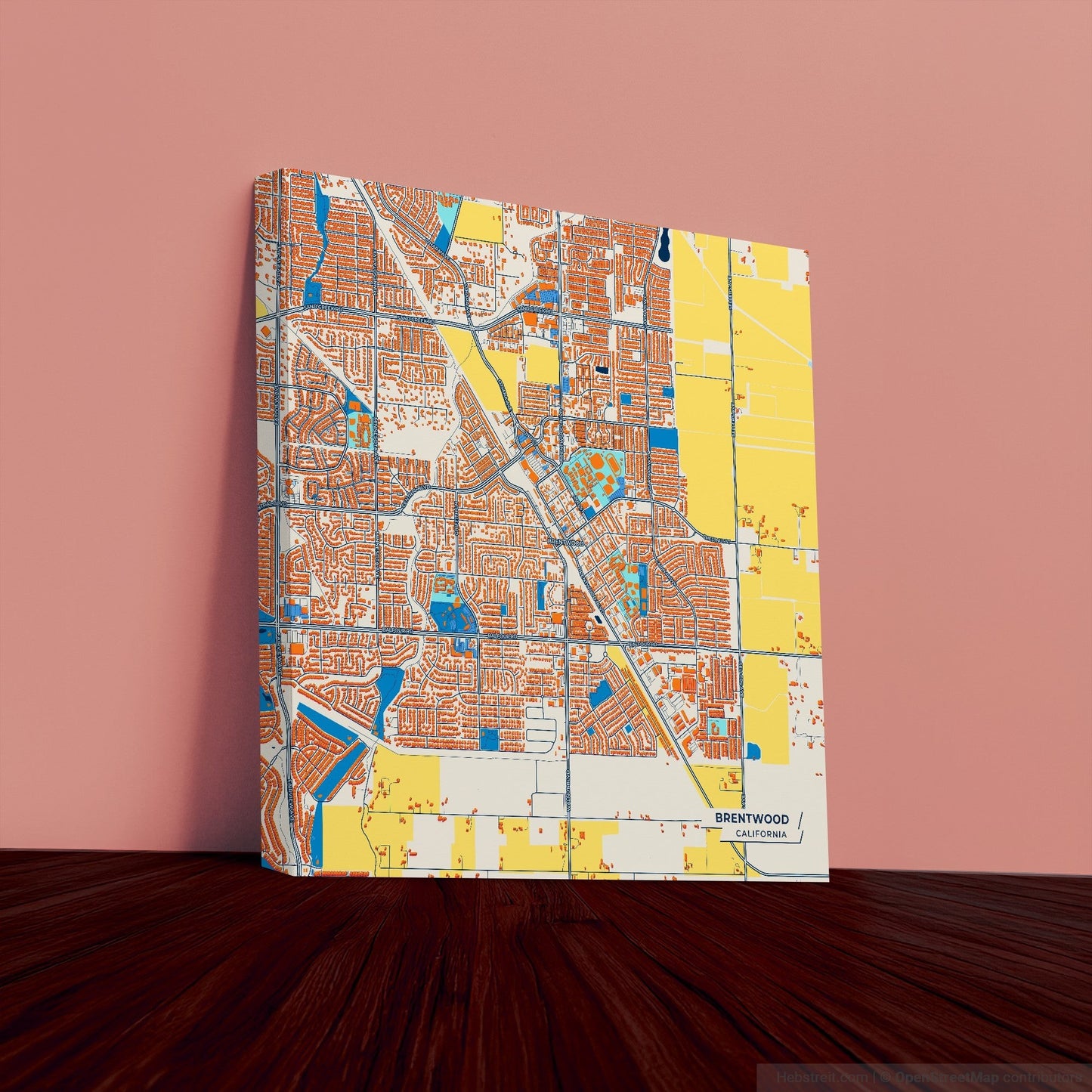Brentwood California Colorful City Map Canvas Print