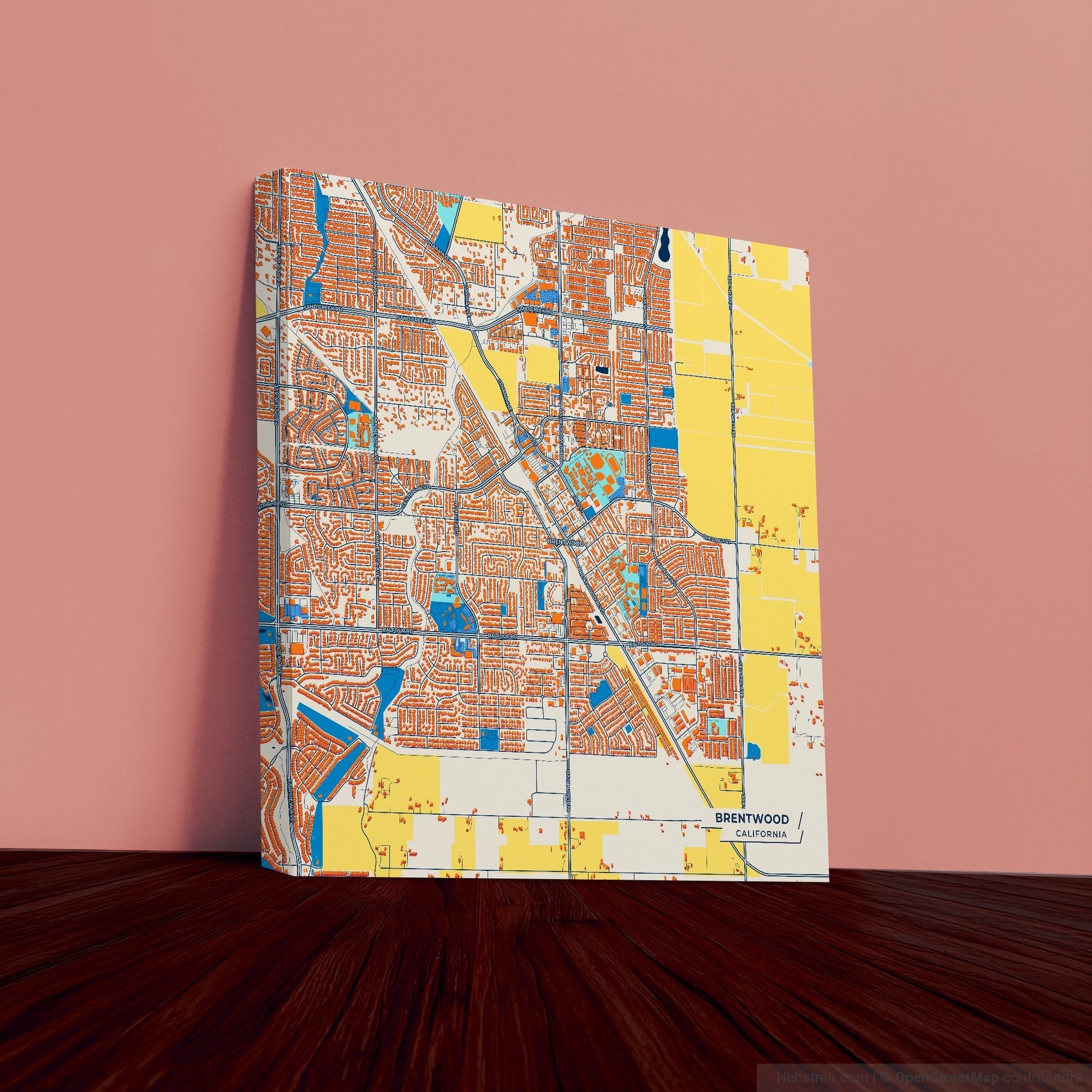 Brentwood California Colorful City Map Canvas Print