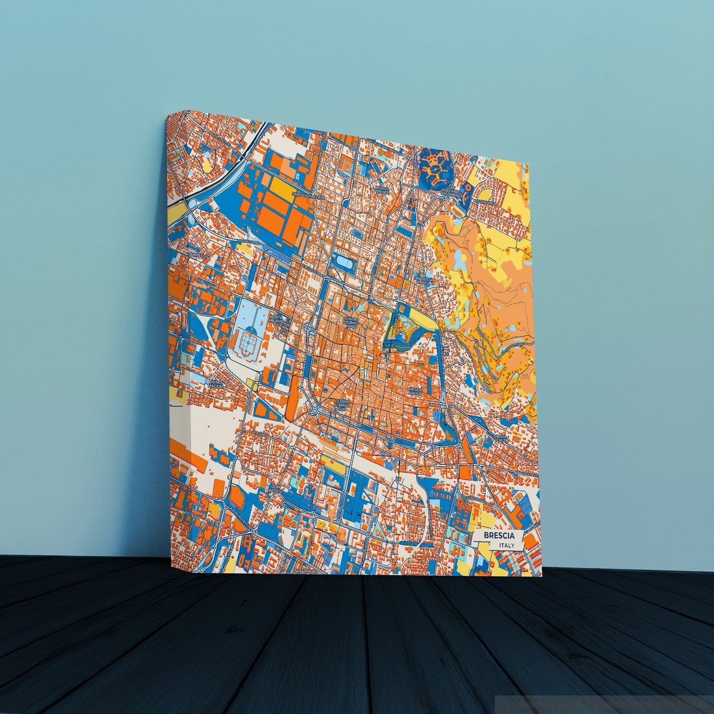 Brescia  Italy Colorful City Map Canvas Print