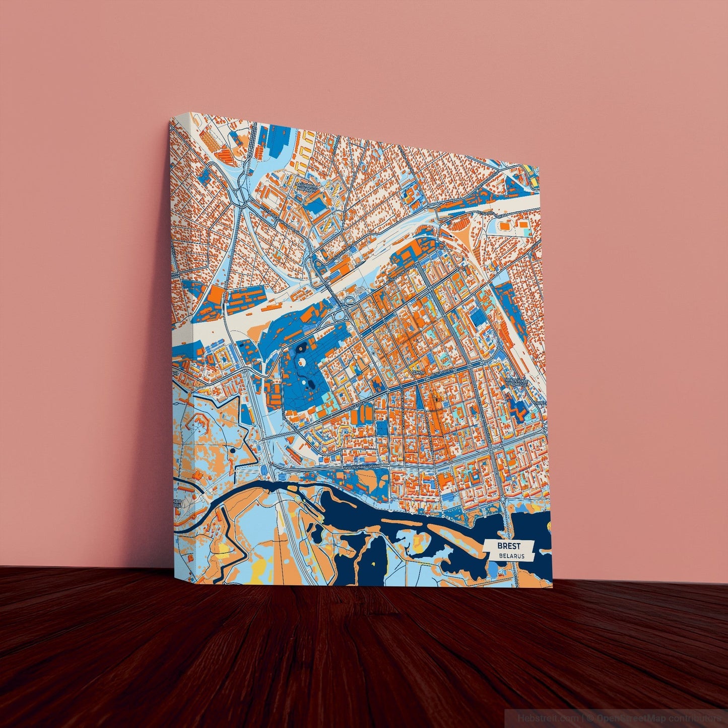 Браст Belarus Colorful City Map Canvas Print