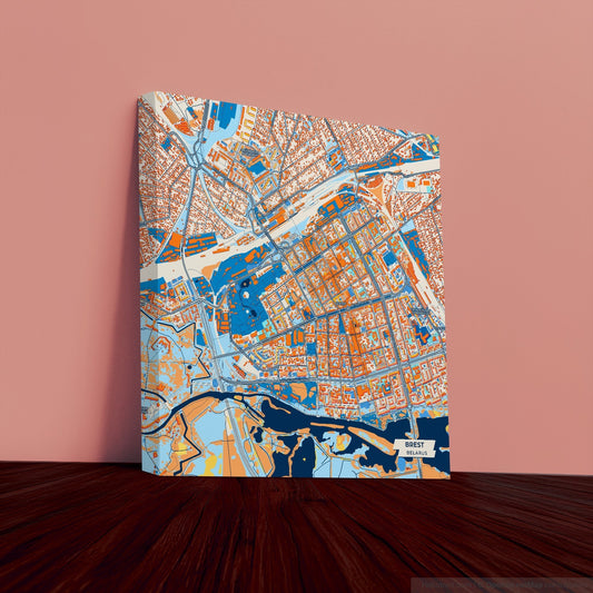 Браст Belarus Colorful City Map Canvas Print