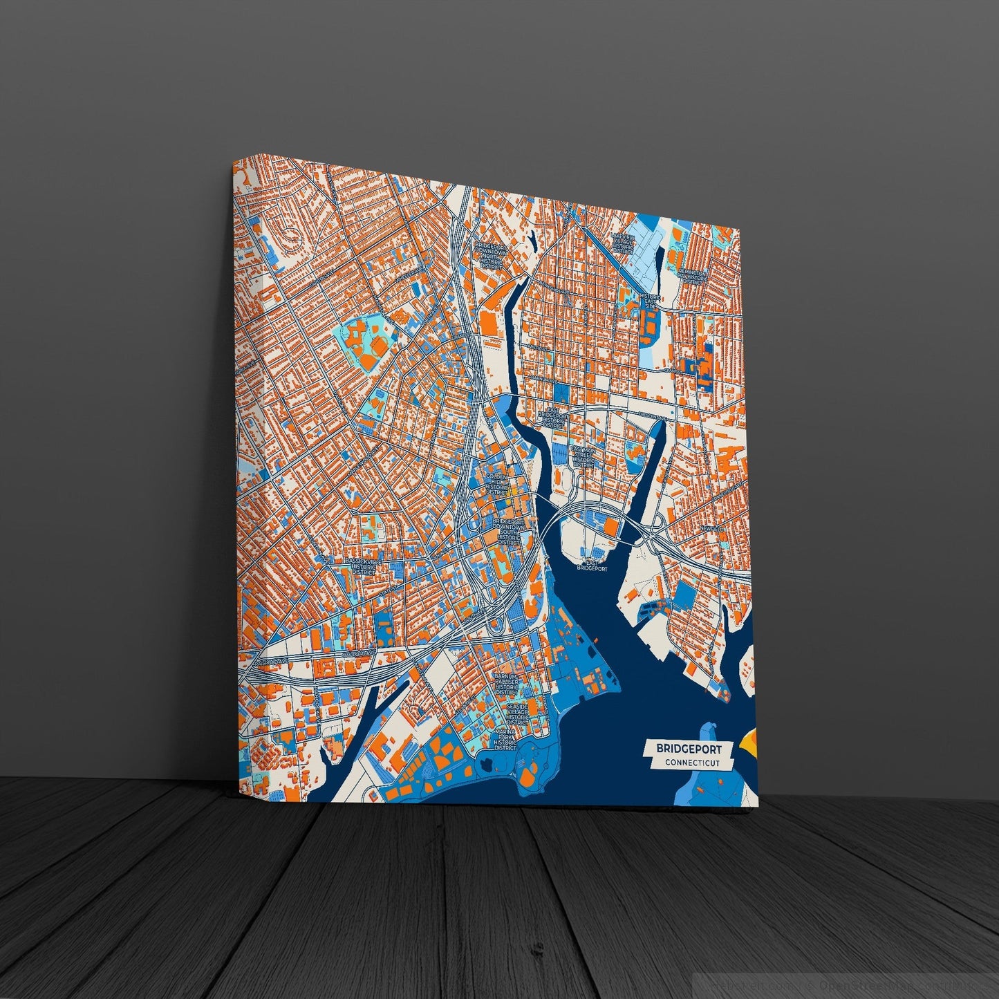 Bridgeport Connecticut Colorful City Map Canvas Print