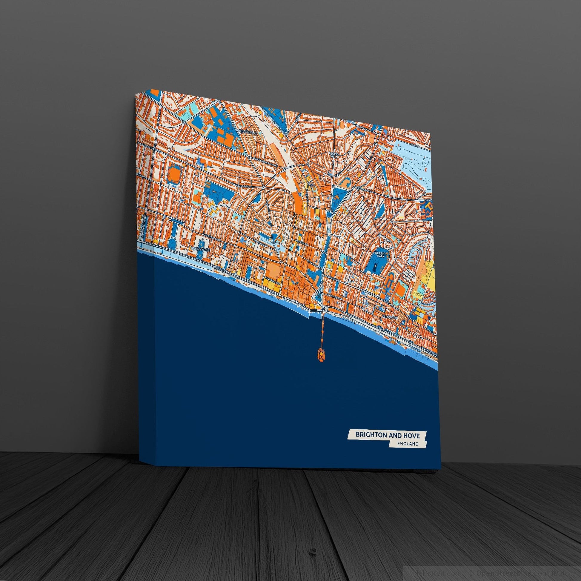 Brighton And Hove England Colorful City Map Canvas Print